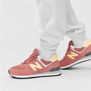 New Balance 574 Sneakers in Astral Glow Pink Butter Yellow Shoes Women’s size 8